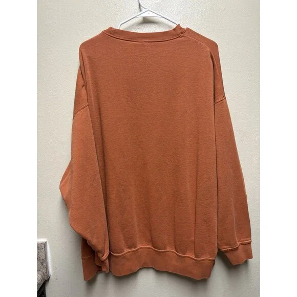 Nike Men's Oversized Sweatshirt Small Orange Crew Neck Swoosh Pullover - Picture 4 of 7